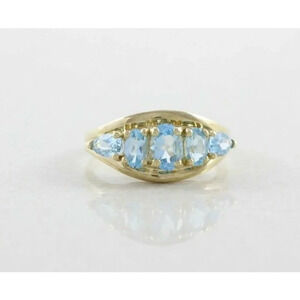 10k Yellow Gold Natural Blue Topaz Ring Size 6 1/4